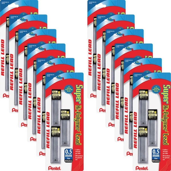 Hi-Polymer Lead, 0.5 mm, HB, Fine, 30/TB, 36 Tubes/BX, BK PK